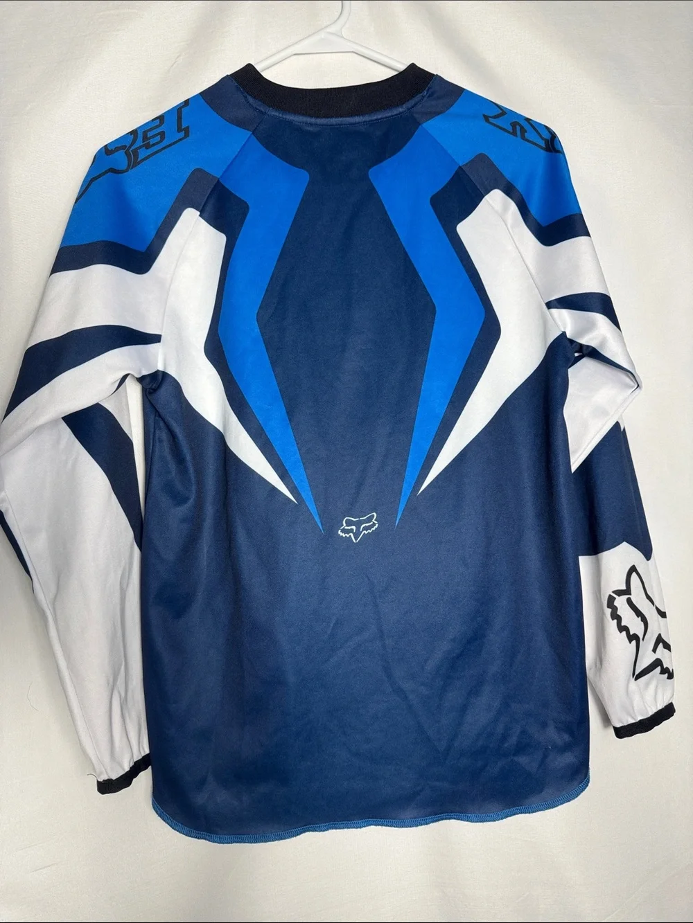 Fox Racing 180 Lean Blue & White Motocross Jersey Moisture-Wicking Fabric